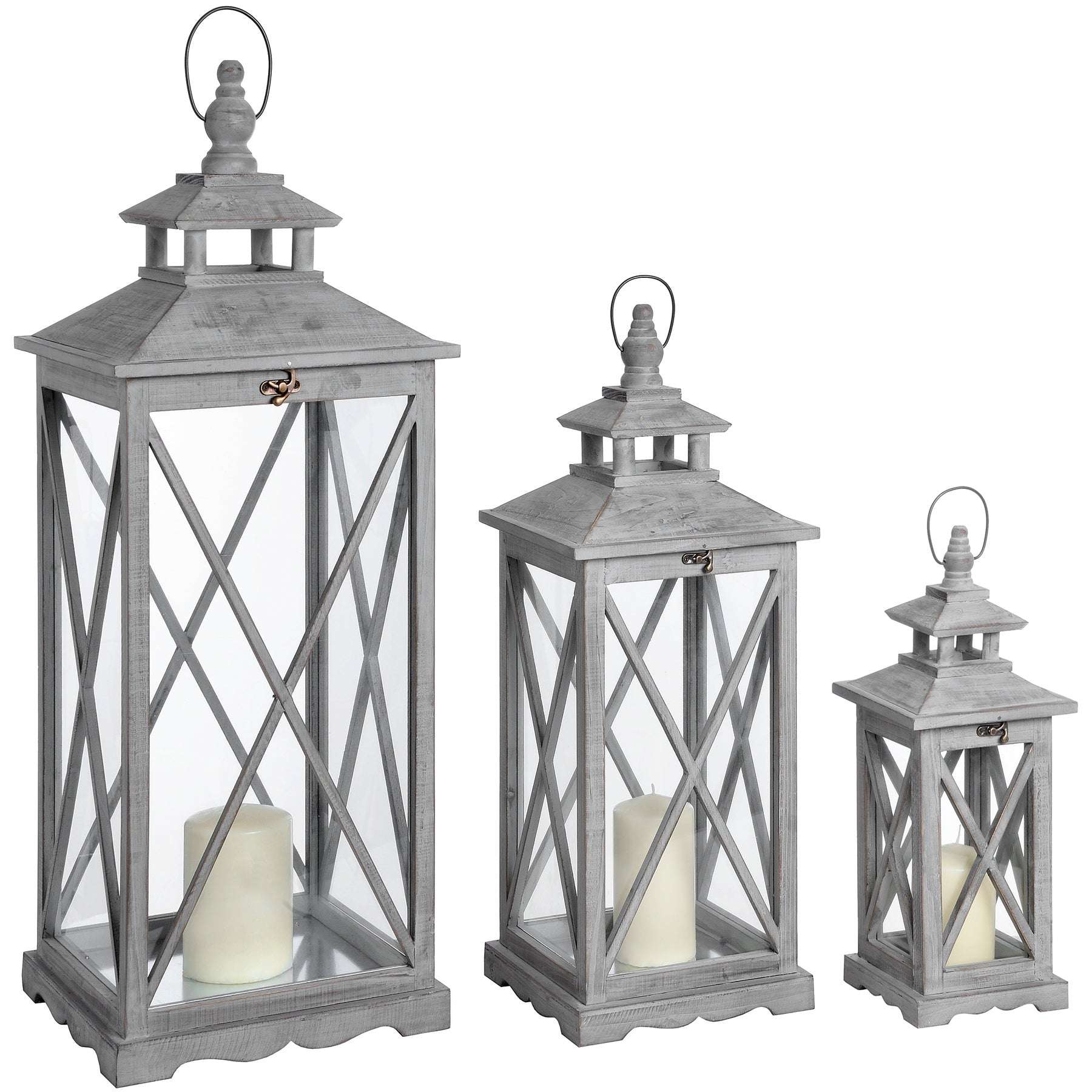 Set Of Three Wooden Lanterns Cross Section